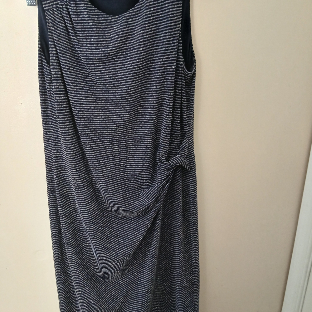 Nine West Black and White Striped Midi Dress